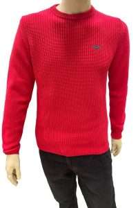 Aeronautica Militare MA1453-19307 Crew-neck sweater in fisherman's rib Red