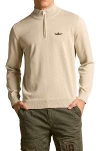 Aeronautica Militare MA1578-73104 Half-Zip Cotton Sweater Pellican