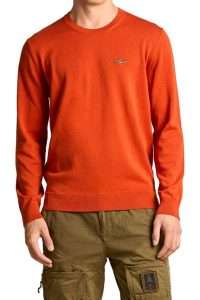 Aeronautica Militare MA1611-57608 Crewneck Sweater in Yarn-Dyed Cotton Clay Orange