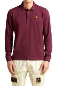 Aeronautica Militare PO1653-19331 Basic Long-Sleeve Cotton Polo Windsor Wine