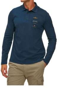 Aeronautica Militare PO1887-21315 Garment-dyed Cotton Polo with Canvas Inserts Titan Avio
