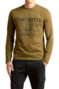 Aeronautica Militare TS2477-7198 Long-sleeved Eurofighter Typhoon T-shirt in cotton jersey Dark Olive