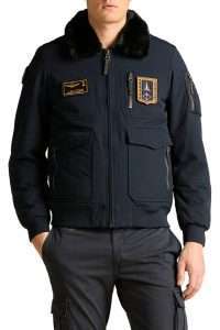 Aeronautica Militare ΑΒ3108-8395 Men’s Pilot Jacket with Detachable Faux Fur Collar Midnight Blu