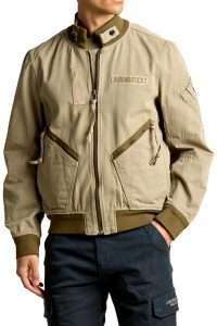 Aeronautica Militare AB3042-57618 Stone washed cotton bomber jacket Beige