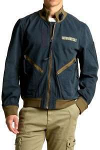 Aeronautica Militare AB3042-8184 Stone washed cotton bomber jacket Blu Navy