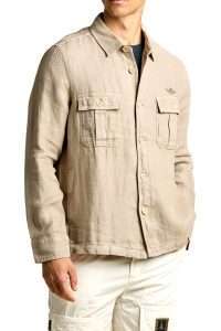 Aeronautica Militare AC0040-57618 Pure linen garment-dyed shirt jacket Winter Twig