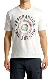 Aeronautica Militare TS2538-73062 Cotton T-shirt with tricolor roundel Off White