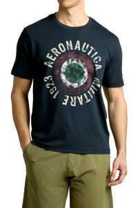 Aeronautica Militare TS2538-8184 Cotton T-shirt with tricolor roundel Blu Navy