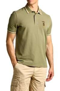 Aeronautica Militare PO1914-7304 Men's Frecce Tricolori Slim Fit Cotton Piqué Polo Shirt Lichen Green