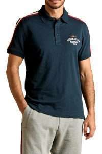 Aeronautica Militare PO1926-8184 Slub cotton polo with tricolor detail Blu Navy