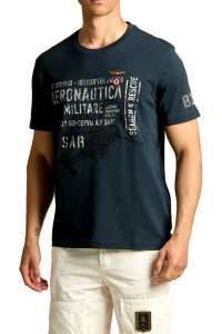 Aeronautica Militare TS2528-8184 Men's 15° Stormo Search and Rescue Cotton T-Shirt Blu Navy