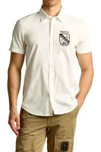 Aeronautica Militare CA1326-73062 Men’s Frecce Tricolori Short Sleeve Shirt Off White