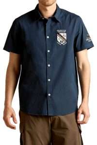Aeronautica Militare CA1326-8184 Men’s Frecce Tricolori Short Sleeve Shirt Blu Navy