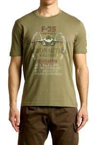 Aeronautica Militare TS2536-7304 Cotton T-shirt with F-35 print Lichen Green