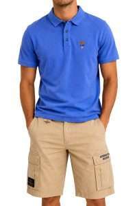 Aeronautica Militare PO1925-21325 ΑMen’s Garment-Dyed Cotton Piqué Polo Shirt Sonic Blue