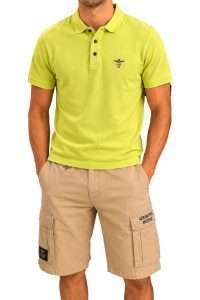 Aeronautica Militare PO1925-39342 ΑMen’s Garment-Dyed Cotton Piqué Polo Shirt Garden Green