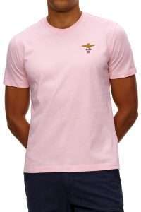 Aeronautica Militare TS1580-19336 Men’s Basic Crew Neck T-Shirt with Embroidered Eagle Lotus Pink