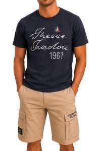 Aeronautica Militare TS2527-8184 Ανδρικό T-Shirt από Slub Βαμβάκι με Κέντημα Blu Navy