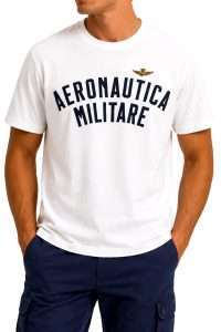 Aeronautica Militare TS2531-73062 T-shirt από βαμβάκι με felt logo Off White