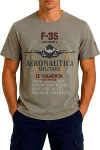 Aeronautica Militare TS2536-57618 T-shirt από βαμβάκι με στάμπα F-35 Winter Twig