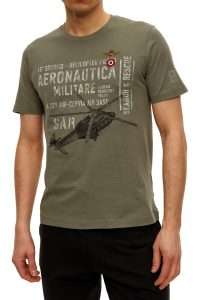 Aeronautica Militare TS2528-7304 Men's 15° Stormo Search and Rescue Cotton T-Shirt Linchen Green