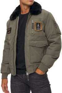 Aeronautica_Militare ΑΒ3108-7309 Ανδρικό Pilot Μπουφάν με Αποσπώμενο Faux Fur Γιακά Tea Leaf
