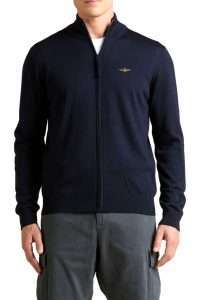 Aeronautica_Militare MA1642-8396 Ανδρική Πλεκτή Ζακέτα Full-Zip από 100% Μαλλί Merino Blu Note