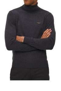 Aeronautica Militare MA1644-17278 Men’s 100% Merino Wool Turtleneck Sweater Phantom Melange Grey