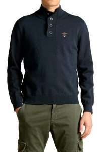 Aeronautica Militare MA1662-8184 Men’s Cotton-Blend Buttoned Sweater Blu Navy