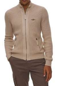 Aeronautica_Militare MA1664-57646 Ανδρική Βαμβακερή Πλεκτή Ζακέτα Full Zip Hazelnut