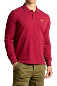 Aeronautica_Militare PO1653-19319 Ανδρικό Basic Μακρυμάνικο Polo από Βαμβακερό Piqué Mirtillo