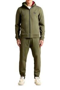 Aeronautica Militare FE2138-34407 TF0108-7309 Men’s Cotton Fleece Tracksuit with Detachable Hood Tea Leaf