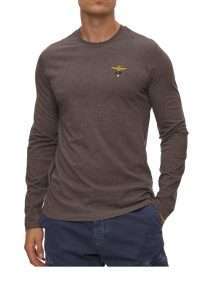 Aeronautica Militare TS2390-17280 Men’s Basic Long-Sleeve T-Shirt with Embroidered Logo Brown Melange