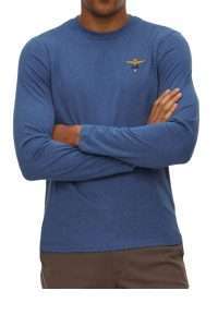 Aeronautica Militare TS2390-17282 Men’s Basic Long-Sleeve T-Shirt with Embroidered Logo Avio Melange