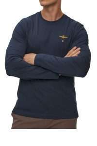 Aeronautica Militare TS2390-8184 Men’s Basic Long-Sleeve T-Shirt with Embroidered Logo Blu Navy