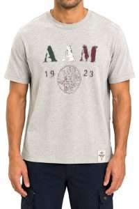 Aeronautica Militare TS2548-17275 Men’s Short-Sleeve T-Shirt with Print – Comfort Fit Light Grey Melange