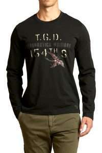 Aeronautica_Militare TS2569-34300 Ανδρικό Μακρυμάνικο T-Shirt Diavoli Rossi 154° Gruppo Jet Black