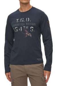 Aeronautica Militare TS2569-8184 Men’s Diavoli Rossi 154° Gruppo Long-Sleeve T-Shirt Blu Navy