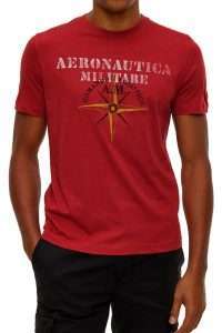Aeronautica Militare TS2582-19342 Men’s Comando Logistico Cotton T-Shirt Red Brick