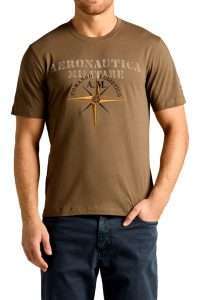 Aeronautica Militare TS2582-57647 Men’s Comando Logistico Cotton T-Shirt Caffelatte