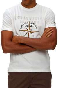 Aeronautica Militare TS2582-73062 Men’s Comando Logistico Cotton T-Shirt Off White