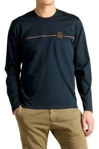 Aeronautica Militare TS2588-8184 Men’s Mercerized Cotton Long-Sleeve T-Shirt with Embroidery Blu Navy