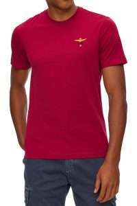 Aeronautica Militare TS1580-19319 Men’s Basic Crew Neck T-Shirt with Embroidered Logo Tibetan Red