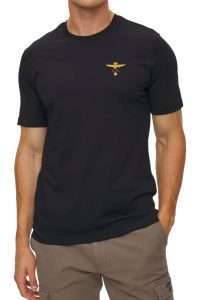 Aeronautica Militare TS1580-34300 Men’s Basic Crew Neck T-Shirt with Embroidered Logo Jet Black