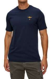 Aeronautica Militare TS1580-8184 Men’s Basic Crew Neck T-Shirt with Embroidered Logo Blu Navy