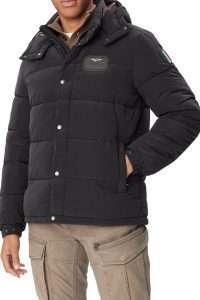 Aeronautica Militare AB3072-34300 Men’s Quilted Padded Jacket with Hood  Jet Black