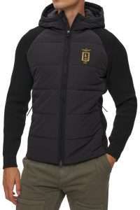 Aeronautica Militare AM1389-34300 Men’s Hybrid Padded Jacket with Knit Panels – Frecce Tricolori Jet Black