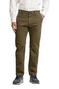 Aeronautica Militare PA1746-39264 Men’s Stretch Cotton Gabardine Chino Trousers with Vintage Effect Verde Scuro