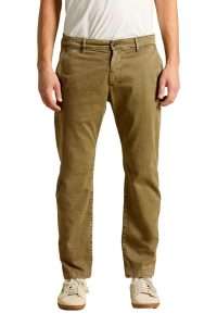 Aeronautica Militare PA1746-57647 Men’s Stretch Cotton Gabardine Chino Trousers with Vintage Effect Caffelatte