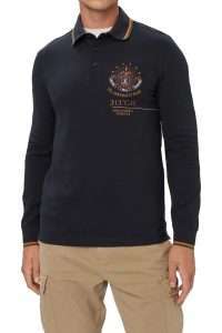 Aeronautica Militare PO1942-8184 Men’s 313° Gruppo Frecce Tricolori Long-Sleeve Polo with Embroidery Blu Navy